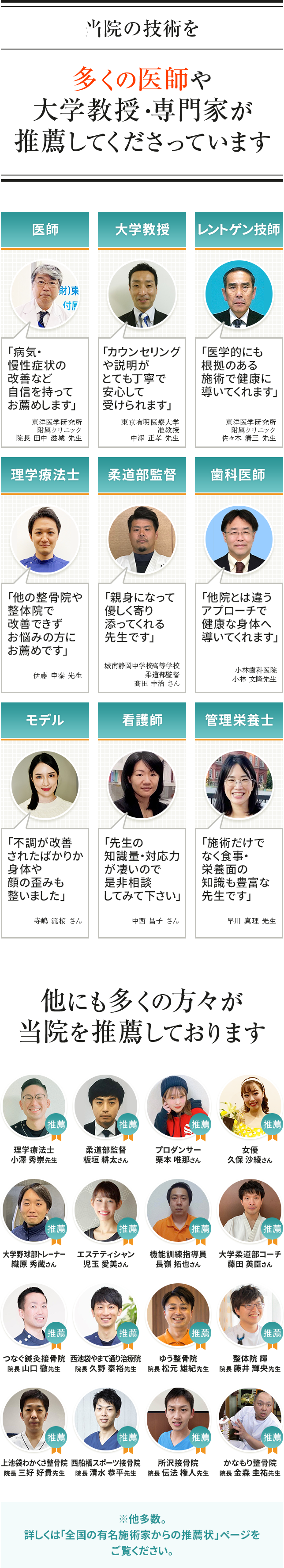 多くの医師や大学教授・専門家が推薦してくださっています